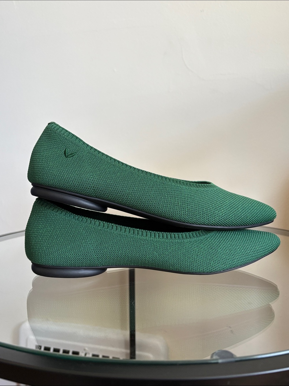 Women's Green Knit Ballet Flats - Picture 8 of 10